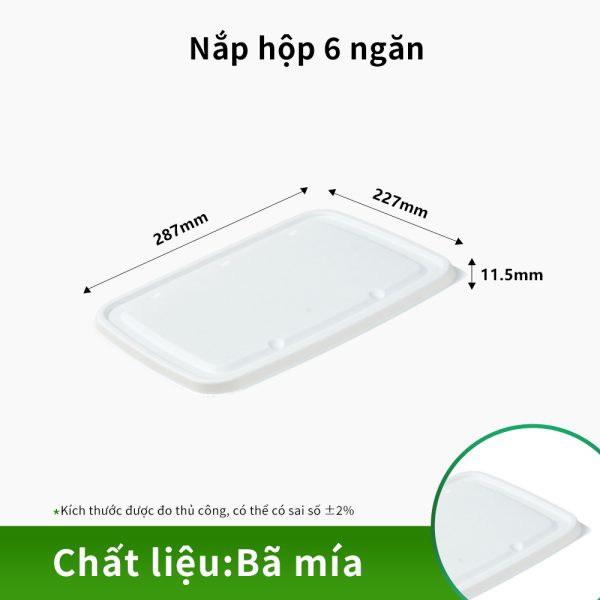 Nắp hộp 6 ngăn Bã mía - Dụng cụ ăn uống thân thiện môi trường