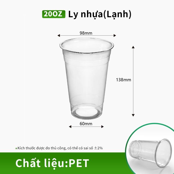 cốc PET đồ uống lạnh in logo